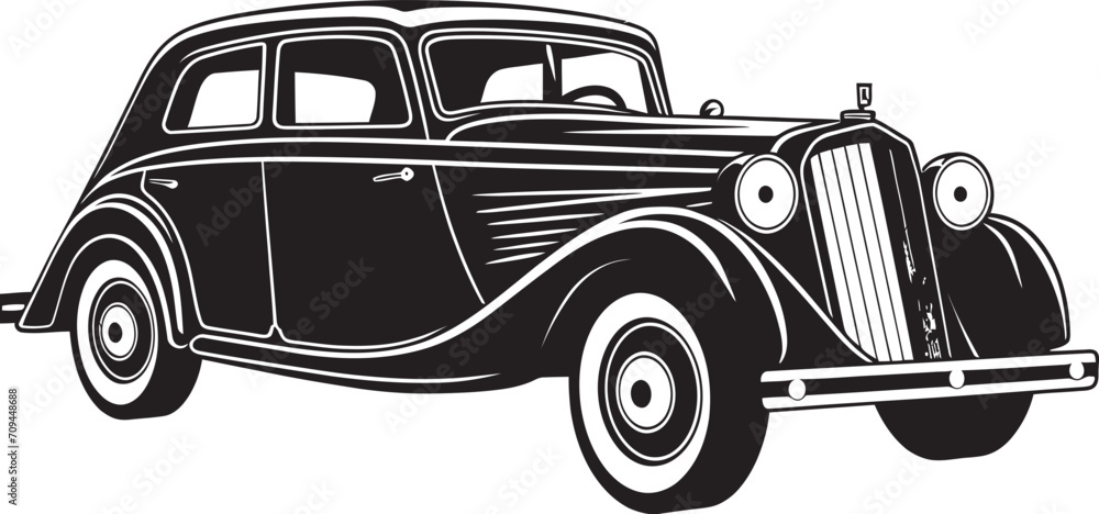 Antique Auto Elegance Sleek Black Icon Design for Timeless Cars 