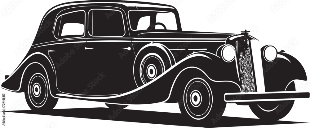 Nostalgia Motors Dynamic Black Logo Design with Vintage Car Vector 