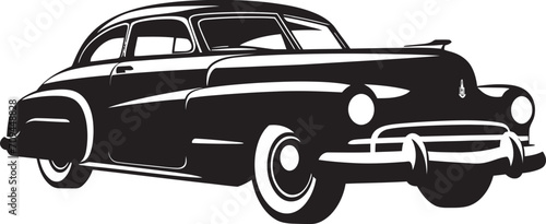 Time Tested Elegance Vintage Car Vector Logo in Black 