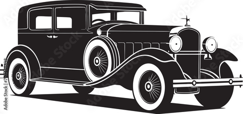 Retro Wheels Sleek Black Logo Design Featuring Vintage Cars 