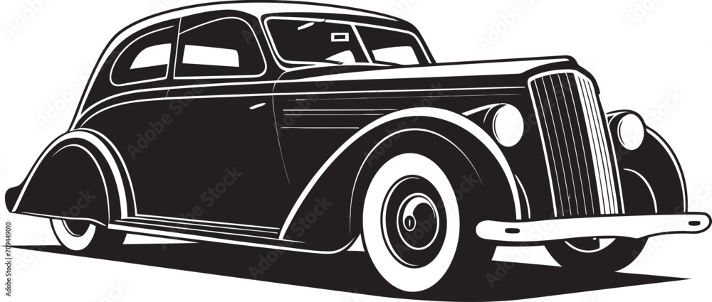 Historic Rides Iconic Black Symbol with Vintage Car Vector 