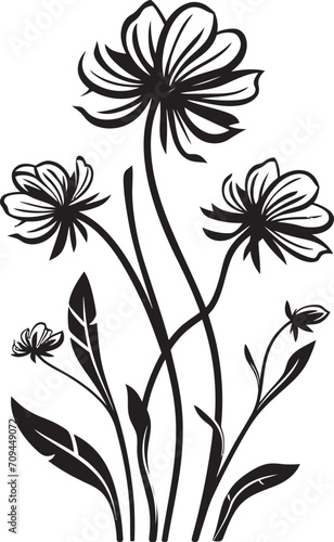 Blossoming Beauty Wildflower Vector Black Logo Design 