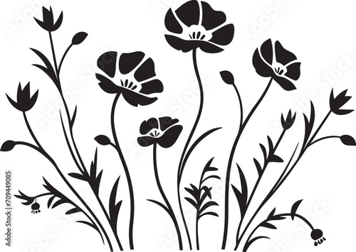 Wildflower Essence Vector Black Logo Design for Natural Beauty 