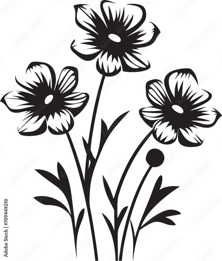 Natures Palette Wildflower Vector Logo in Black 