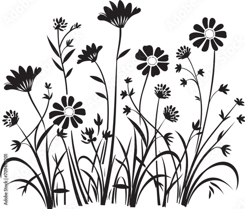 Fototapeta Naklejka Na Ścianę i Meble -  Natures Palette Wildflower Vector Logo in Black 