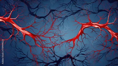 A unique and imaginative depiction of the vascular systems evolution, mirroring a beautiful network of interconnected rivers and streams. photo