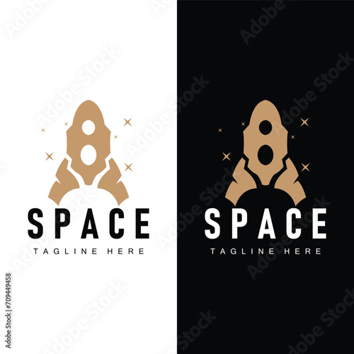Fototapeta Naklejka Na Ścianę i Meble -  Rocket logo simple design silhouette brand space vehicle minimalist illustration template