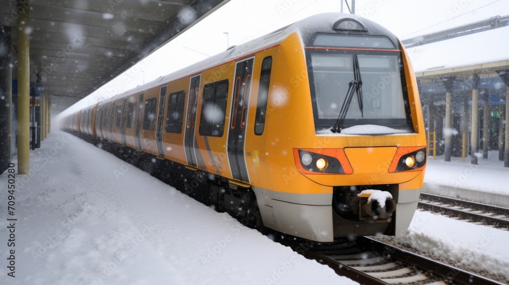 Fototapeta premium Residents caught off guard by rapidly changing weather, causing disruptions to travel plans.