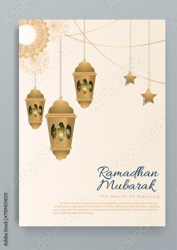 Ramadan card. Gold and beige vector elegant design greeting card ramadhan