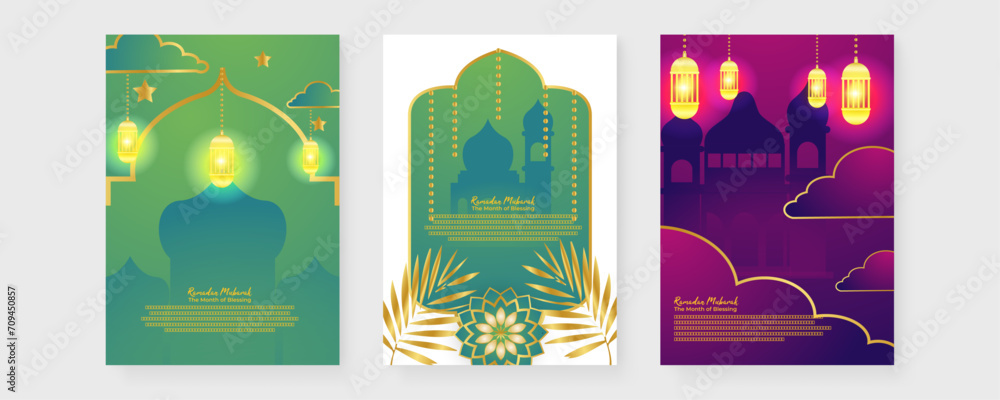Colorful colourful vector ramadan celebration greeting cards. Ramadan poster for greeting card, cover, label, sale promotion templates, pattern background luxury style