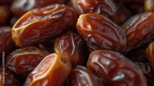 Close-up of dates arranged for iftar during Ramadan, emphasizing their significance