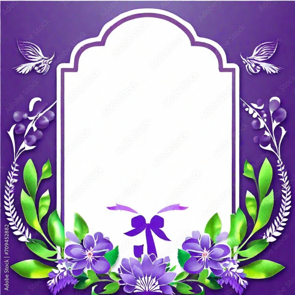frame with flowers and butterflies