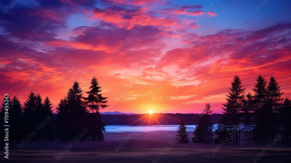 purple sunset sky background illustration golden clouds, serene dusk, twilight horizon purple sunset sky background
