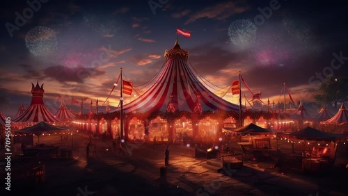 a circus tent joyful in carnival day. brazilian carnival. 4k video of a circus tent