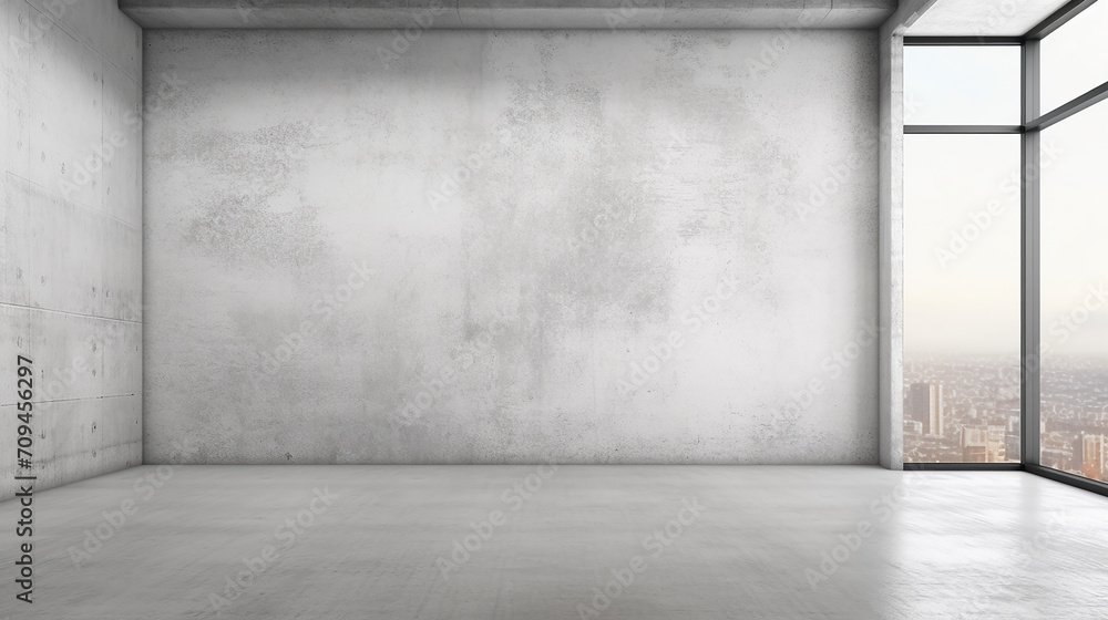 blank white wall in concrete office with large window blank white wall in concrete office with large window
