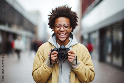 a young african or Happy igen teen hipster pretty  photo