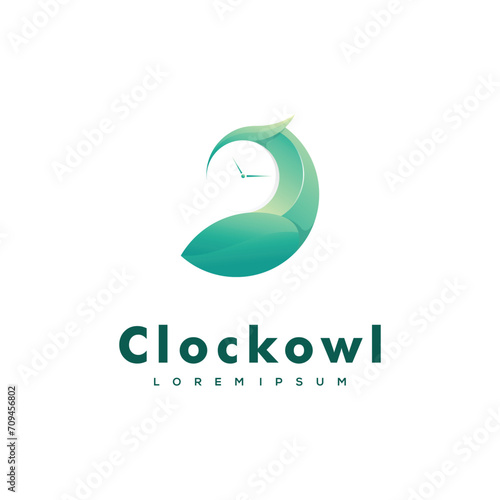 Owl and clock Gradient Logo 