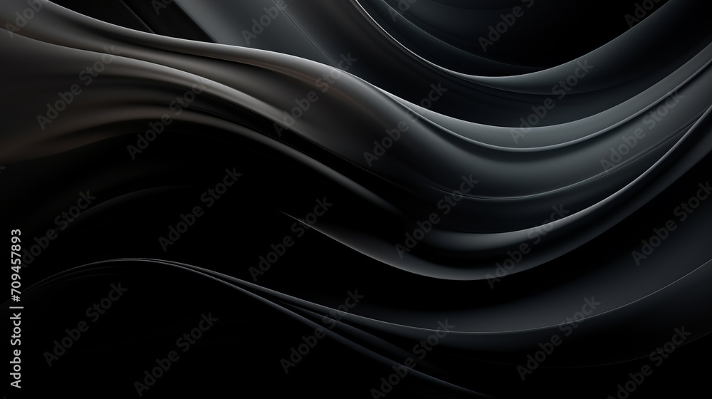 Fototapeta premium Dynamic waves of darkness: abstract black background for creative projects