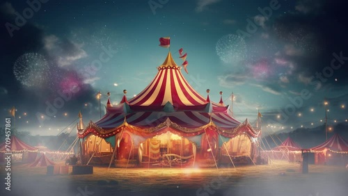 a circus tent joyful in carnival day. brazilian carnival. 4k video of a circus tent photo