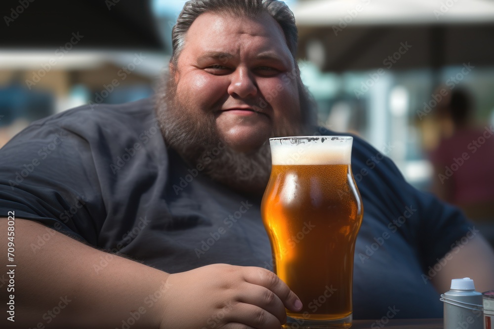 Health of fat people concept,Fat guy with a beer, Health of fat people concept,Fat guy with a beer,