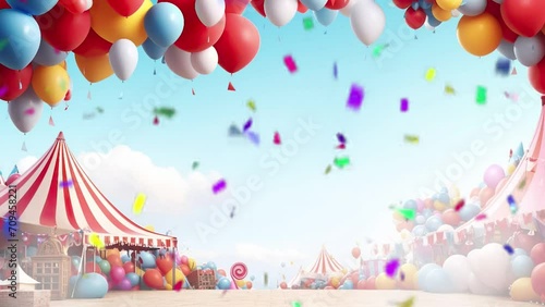 a circus tent joyful with baloon in carnival day. brazilian carnival. 4k video of a circus tent