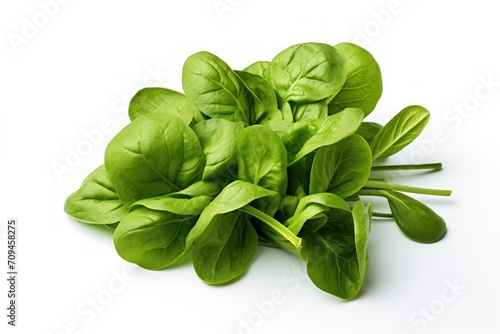 organic fresh vegetables,fresh baby spinach leaves on white backgroundl,	 photo