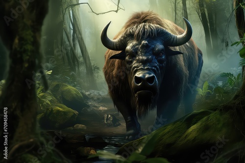 Bison in the forest photo