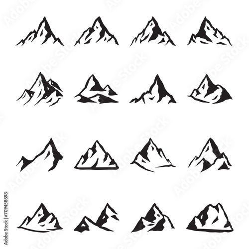 set of mountain silhouette vector