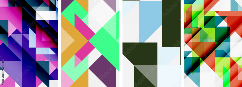Set of colorful triangle poster cover template backgrounds. Vector illustration For Wallpaper, Banner, Background, Card, Book Illustration, landing page Set of colorful triangle poster cover template backgrounds. Vector illustration For Wallpaper, Banner, Background, Card, Book Illustration, landing page