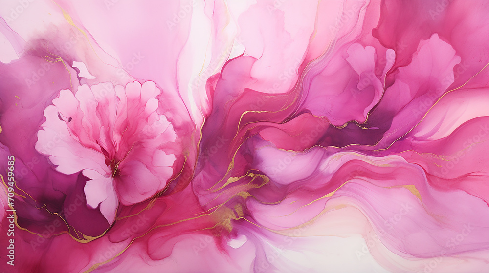 Fuchsia pink alcohol art floral fluid art painting background alcohol ink technique Fuchsia pink alcohol art floral fluid art painting background alcohol ink technique
