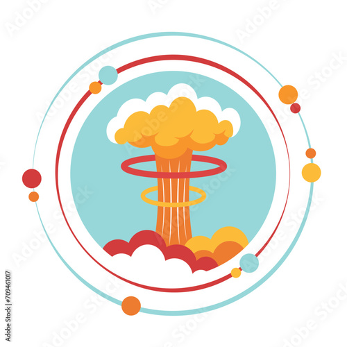 Atomic reaction mushroom cloud vector illustration graphic icon symbol