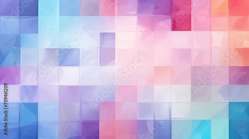 Vibrant pastel geometric abstraction: colorful gloss texture wall with squares and rectangles, abstract background banner - illustration panorama for creative projects