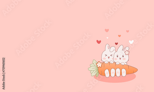 Valentine illustration of a pink background with easter bunny.