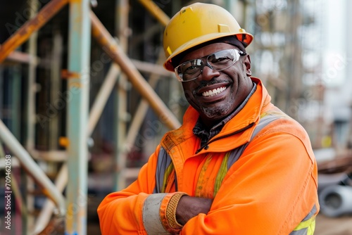 Portrait of a Skilled Construction Professional ,Construction site with expert engineers © CStock