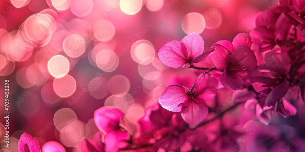 Pink bokeh background with soft light, ideal for festive or romantic themes.