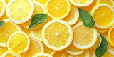 Bright lemon slices with basil leaves, ideal for culinary and wellness use.