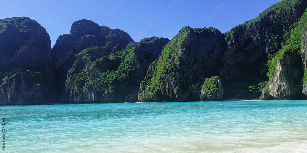 Maya Bay. Beach resort in Phi Phi Island in Thailand.