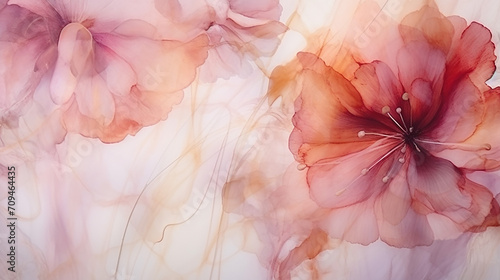 creative floral artwork made with translucent ink colors. Trendy wallpaper