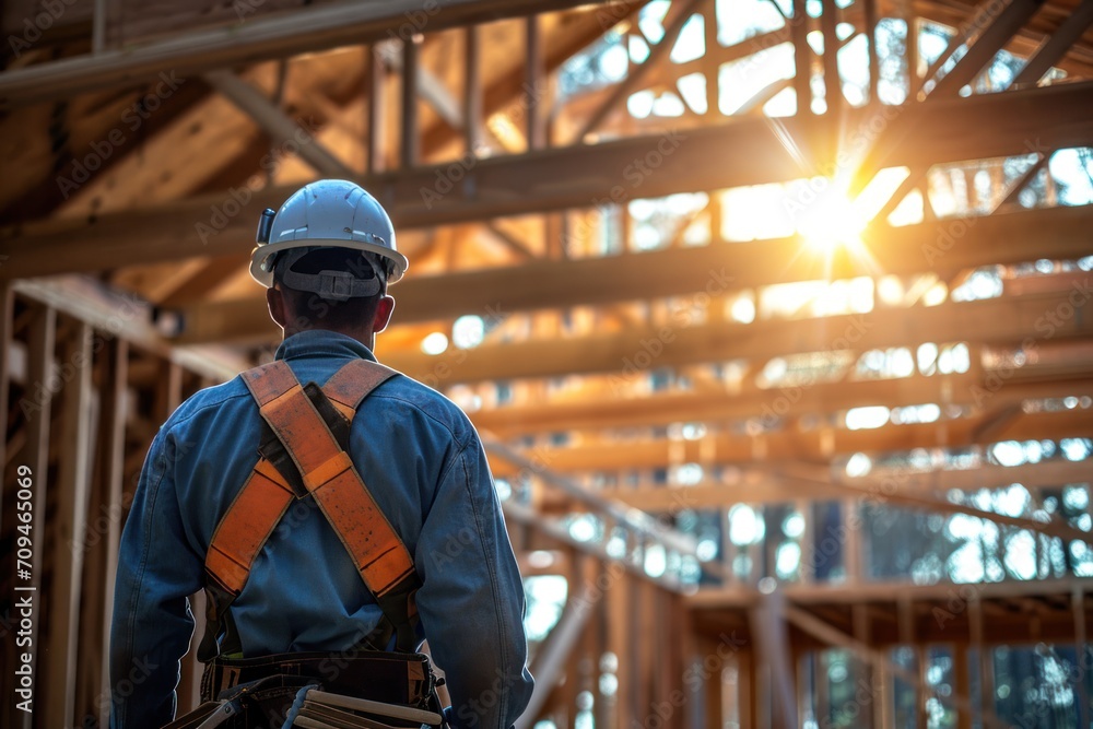 Portrait of an attractive worker on a construction site Portrait of an attractive worker on a construction site