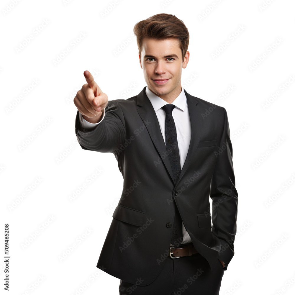 Portrait of a man pointing at something, isolated on transparent background Portrait of a man pointing at something, isolated on transparent background