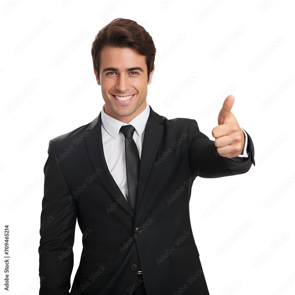 Businessman showing thumbs up sign isolated on transparent background Businessman showing thumbs up sign isolated on transparent background