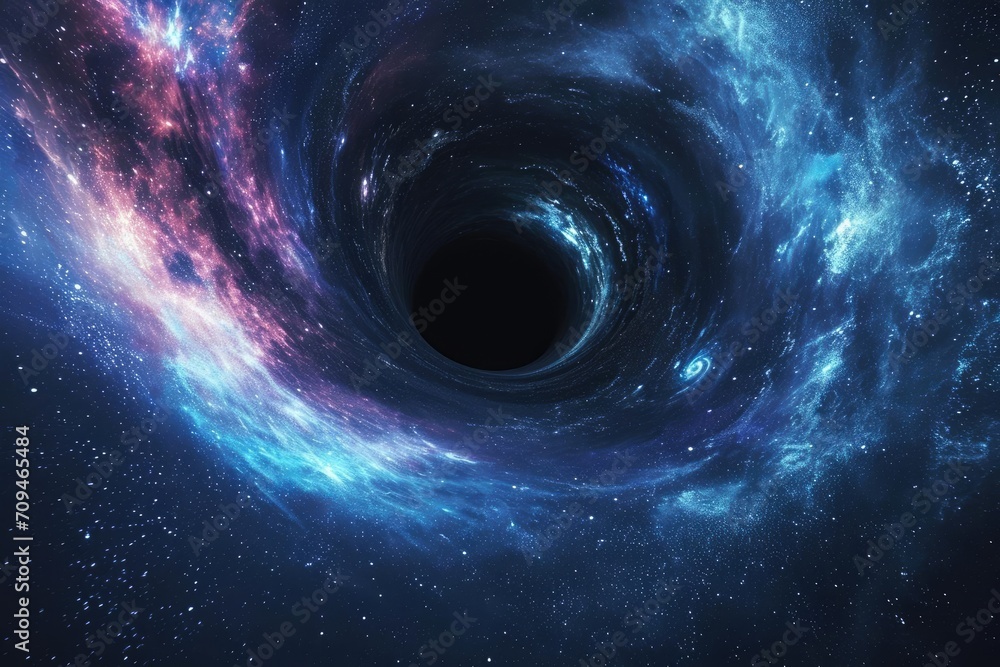 Black hole absorbing light Star fields in the background Black hole absorbing light Star fields in the background