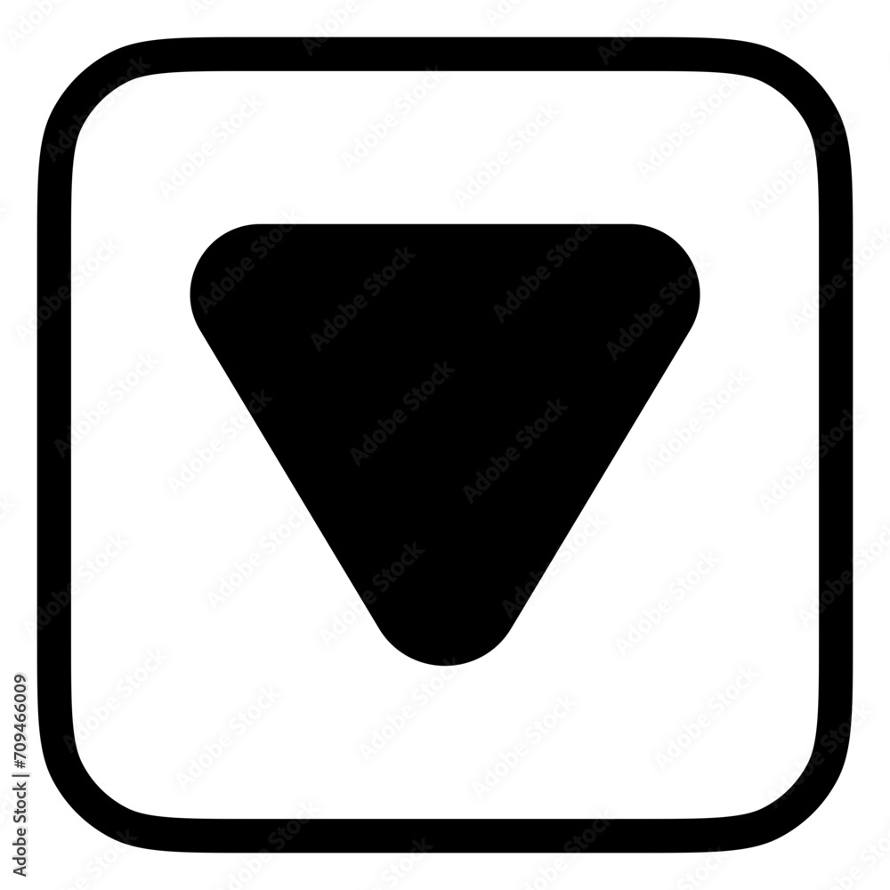 Editable vector down triangle arrow icon. Black, transparent white background. Part of a big icon set family. Perfect for web and app interfaces, presentations, infographics, etc Editable vector down triangle arrow icon. Black, transparent white background. Part of a big icon set family. Perfect for web and app interfaces, presentations, infographics, etc