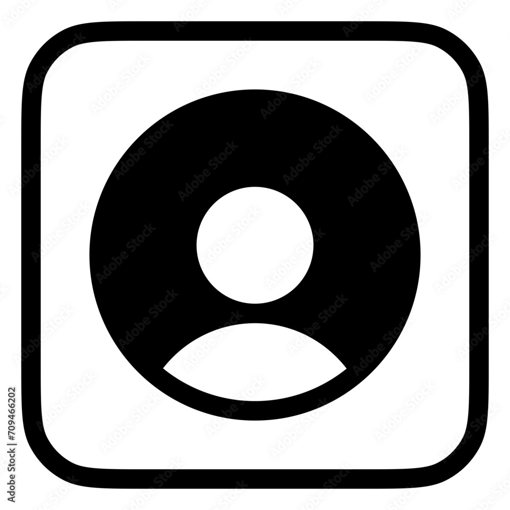 Vector user account profile icon. Black, white background. Perfect for app and web interfaces, infographics, presentations, marketing, etc. Vector user account profile icon. Black, white background. Perfect for app and web interfaces, infographics, presentations, marketing, etc.