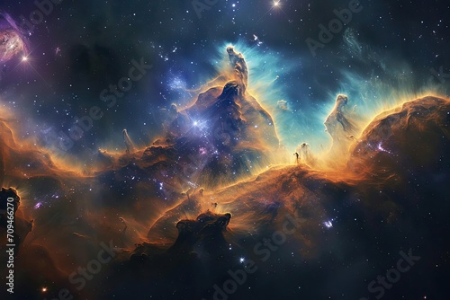 Cosmic waterfall Flowing nebula gases cascading into a star