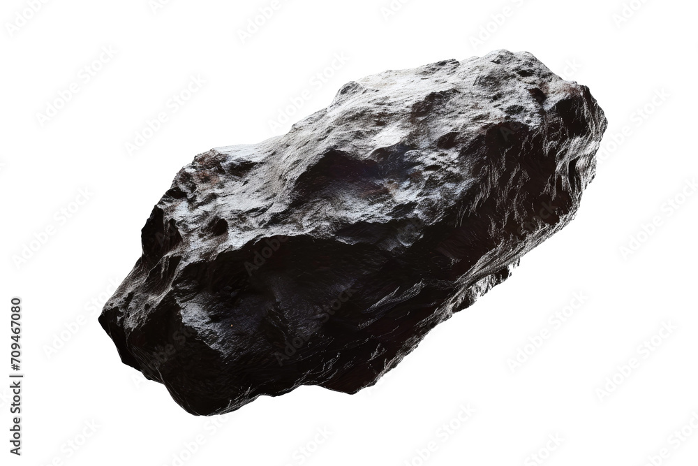 Obraz premium Asteroids swarm of boulders or stone meteorite isolated on transparent png background, flying rock in the space.