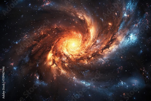 Majestic galaxy with swirling colors and bright stars
