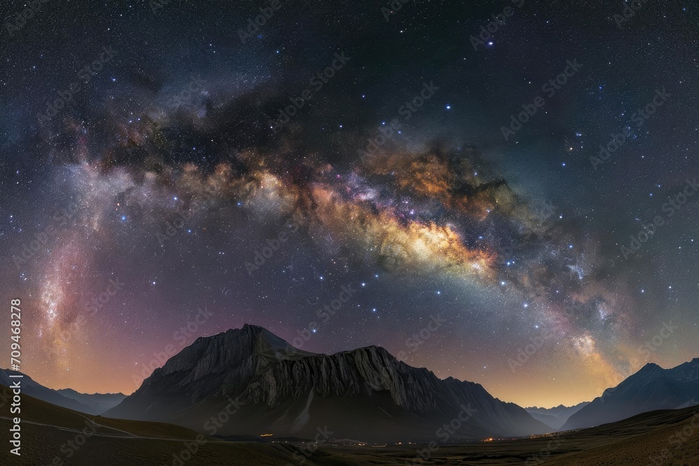 Panoramic view of the milky way galaxy from a dark Remote location on earth Panoramic view of the milky way galaxy from a dark Remote location on earth