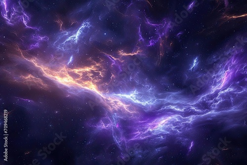 Nebula storm with dynamic lightnings and cosmic winds © Jelena