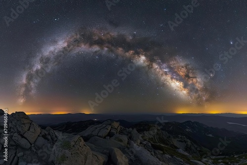 The milky way galaxy seen from a high mountain on earth